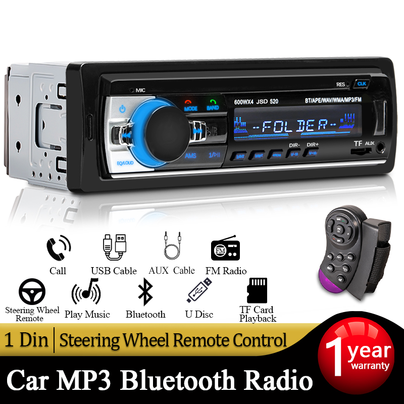 Autoradio 1 DIN-Stereo-Player Digitaler Bluetooth-MP3-Player 60 W x 4 FM-Radio Stereo-Audio Musik USB/SD mit In-Dash-AUX-Eingang