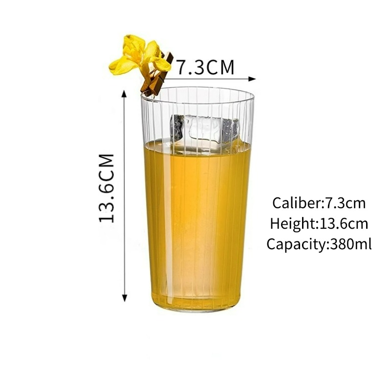 Vasos de cóctel grabados de estilo japonés, tazas de Colin de vidrio grabadas simples, taza larga para bebidas, taza Highball, accesorios para Bar en casa: Negro