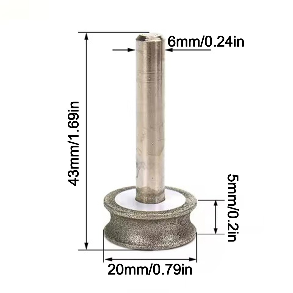 2–12 mm konkave Diamant-Schleifscheibe, Glas, runder Grat, Bohrer, Schaftdurchmesser 6 mm, Schärfen, rotierendes Schleifwerkzeug: WHITE
