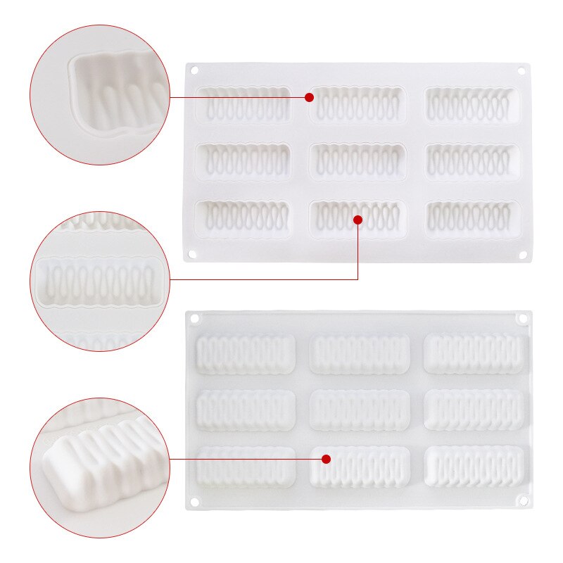 SHENHONG 9 Löcher Welle Form Torte Dekoration Dessert Silikon Gebäck Kuchen Form Zum Backen Tartlet Mould Mousse Schokolade Pan