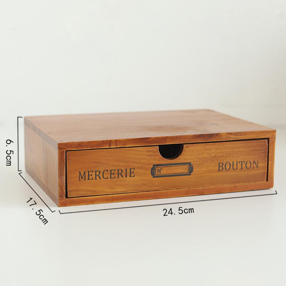 Retro Organizer Storage Box Multi-layer Wooden Desktop 4-layer Drawer Cabinet Supplies