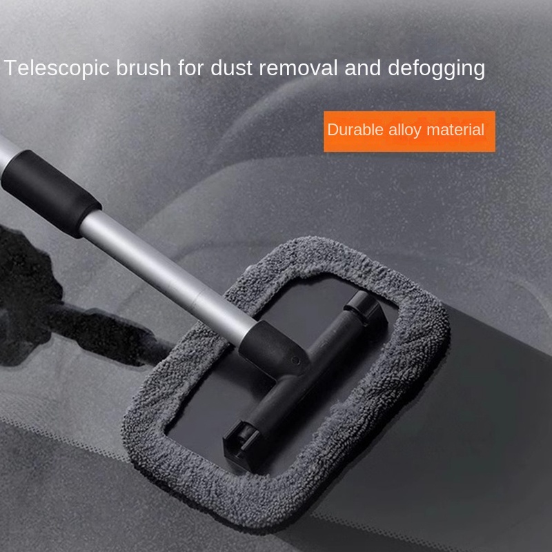 Kit de cepillo limpiador de ventanas de coche, herramienta de limpieza de parabrisas de microfibra, limpiaparabrisas de lavado de vidrio Interior de coche, almohadilla de tela reutilizable con mango largo