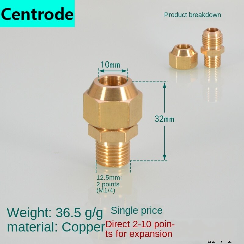 Pipe Fittings Outer wire flaring direct copper pipe expansion 1/8IN 1/4IN 3/8IN 1/2IN expansion 6/8/10/12/14/16mm pipe joint: 2 x 10mm