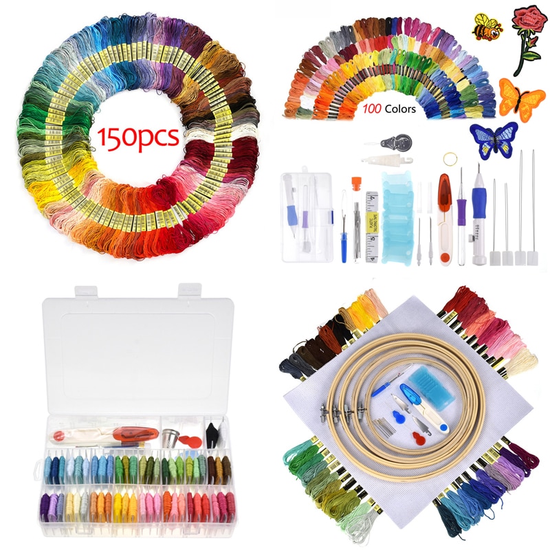 Magic Embroidery Pen Punch Needle Kit Craft Embroidery Threads Cross Stitch Embroidery Hoop DIY Knitting Sewing Accessory Tools