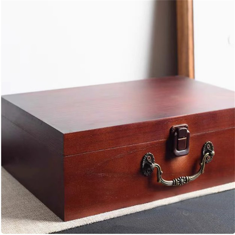 Wooden Deep Color Desktop Boxes, Large Store Wood Jewelry Storage: Default Title
