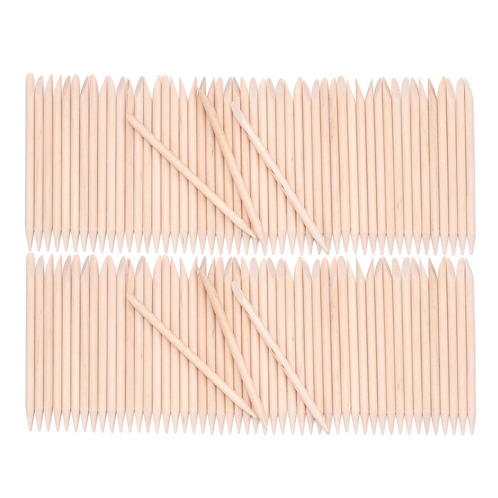 10/30/50/100 pièces bois bâton cuticule dissolvant Orange double extrémité Nail Art conceptions pour manucure pédicure cuticule poussoir ongles outils: S-100pcs