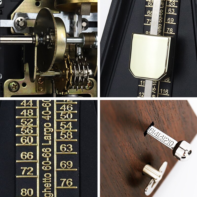 Vintage metrónomo tipo torre en miniatura para guitarra, bajo, Piano, violín, metrónomo para guitarra, timbre, anillo, péndulo mecánico, accesorios