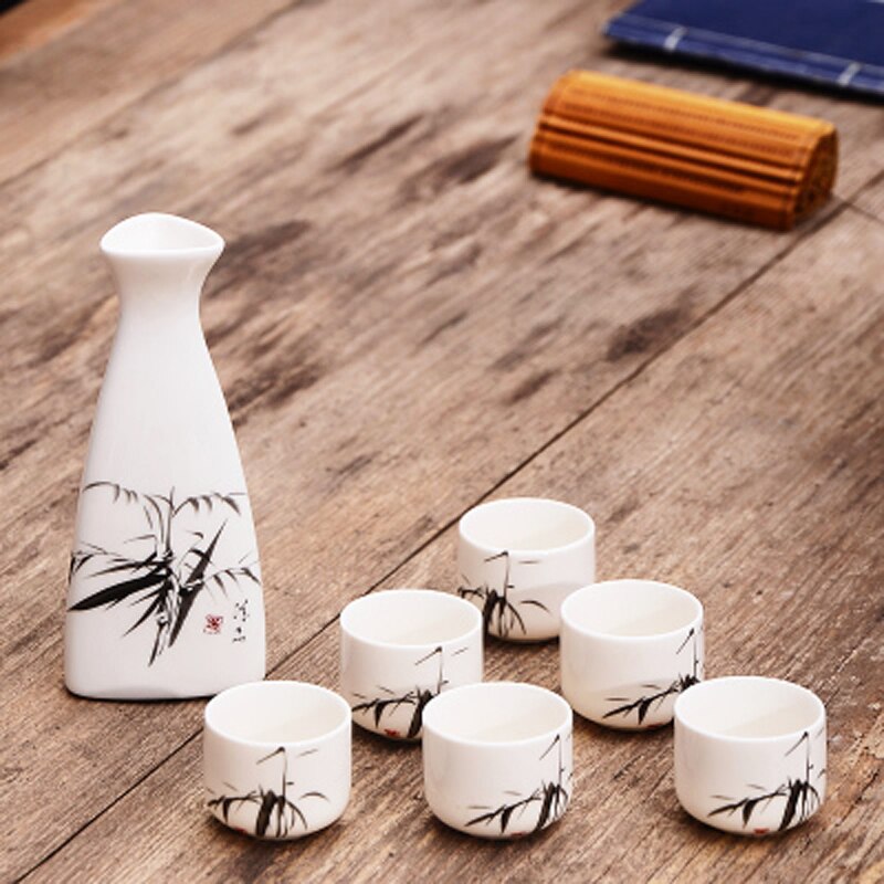 7 st/set keramik keramik sake kopp kanna japan vinglasset vinskål litet keramiskt vinglas: Stil 3