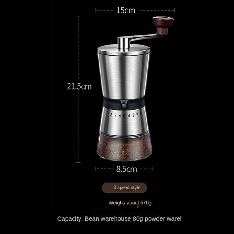 Stainless Steel Hand-Cranked Coffee Grinder Manual Grinder Washable Ceramic Core Hand Grinder Portable Hand Crank Mill