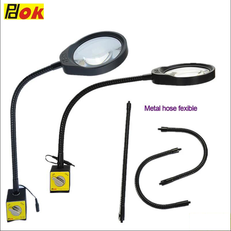 Magnetförstoringsglaslampa 3x 5x 8x 10x med magnetiskt stativ 5 -tums förstoringsglas justerbart led-ljus maskiner magnetverktyg