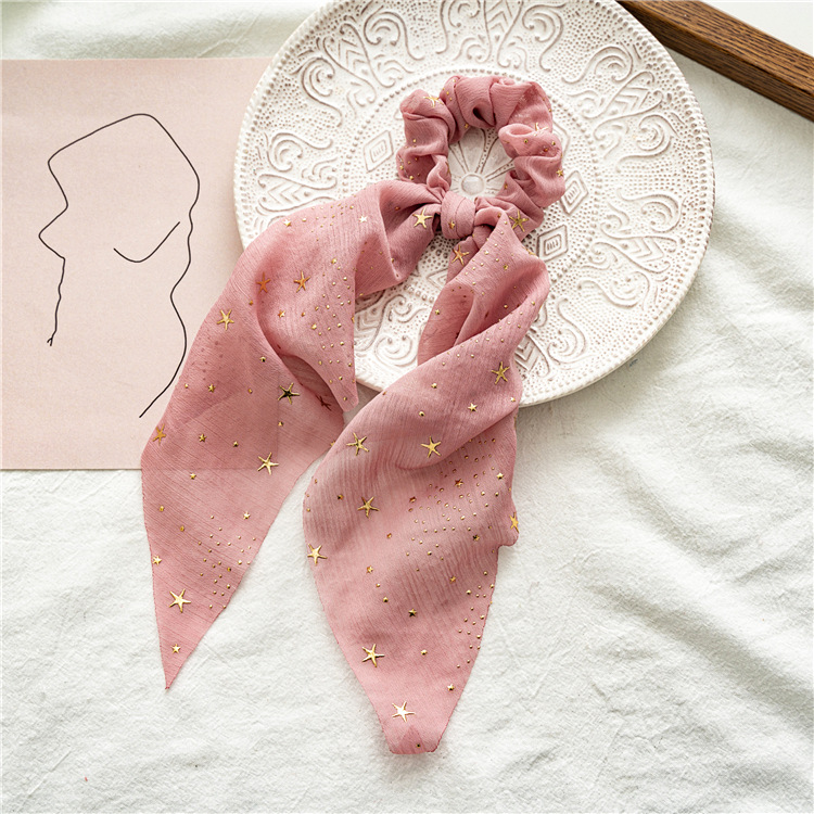 Gomas elásticas para el pelo para mujer, lazos con estampado de , lazos para el pelo de seda de estrella, de lazo de cola de caballo, accesorios para el cabello que combinan con todo: Lavanda