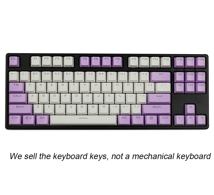 Pink Purple Blue Mechanical Keyboard Key Cap 104/87 Keycap ABS Transparent Key Cap For Gaming Mechanical Keyboard MX Keycaps: Purple White
