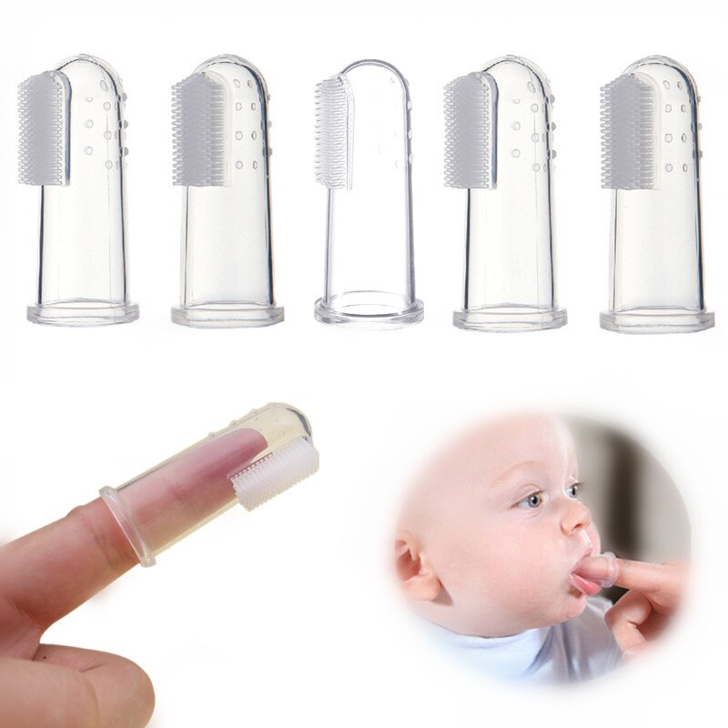 5pcs/lot Transparent Baby Finger Toothbrush Safety Silicone Infant Training Tooth Brush Clear Massage for Oral Care