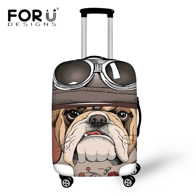Forudesigns stoere, stoere bagagehoes met bulldogpatroon, dikke stof- en regenhoes voor 18-30 inch reistassen en koffers.