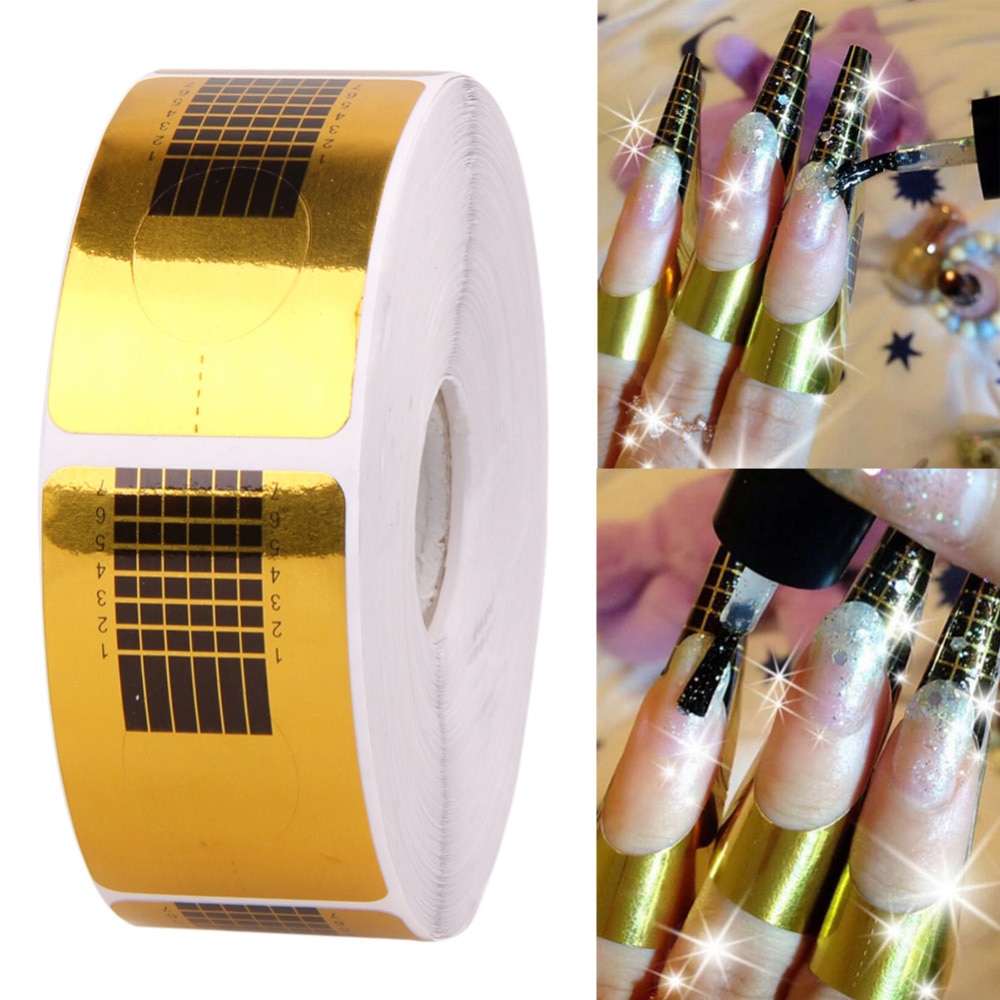 500 Pcs Nail Forms Guide Art Tips Extension French DIY Tool Acrylic UV Gel Sculpting Extension Forms Nail Guide Sticker Tape