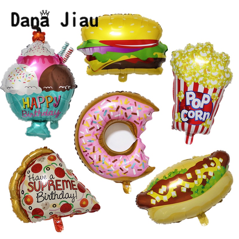 Stor hamburg is popcorn kage doughnut pizza mad ballon fødselsdagsfest dekoration kagebutik oppustelige balloner