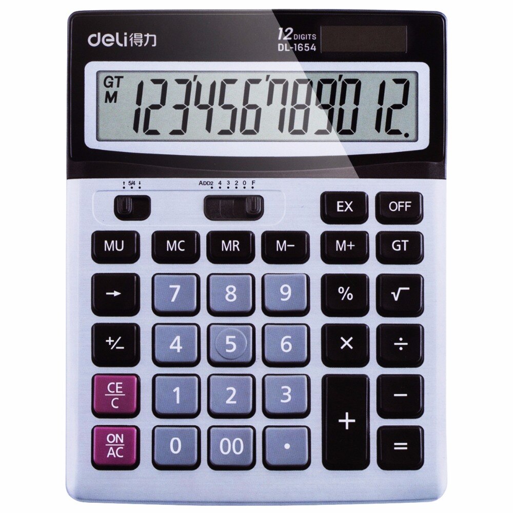 Deli 1pcs 12 Digit Display Desktop Calculator Big Voice Solar Big Button Battery Powered Calculator Office Supplies