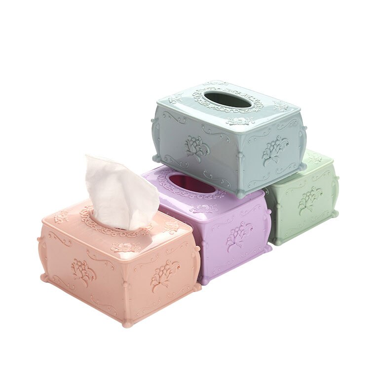 Cubierta de caja de pañuelos Adorable tallado flores forma de rectángulo soporte para caja de pañuelos cubierta para baño, dormitorio u oficina