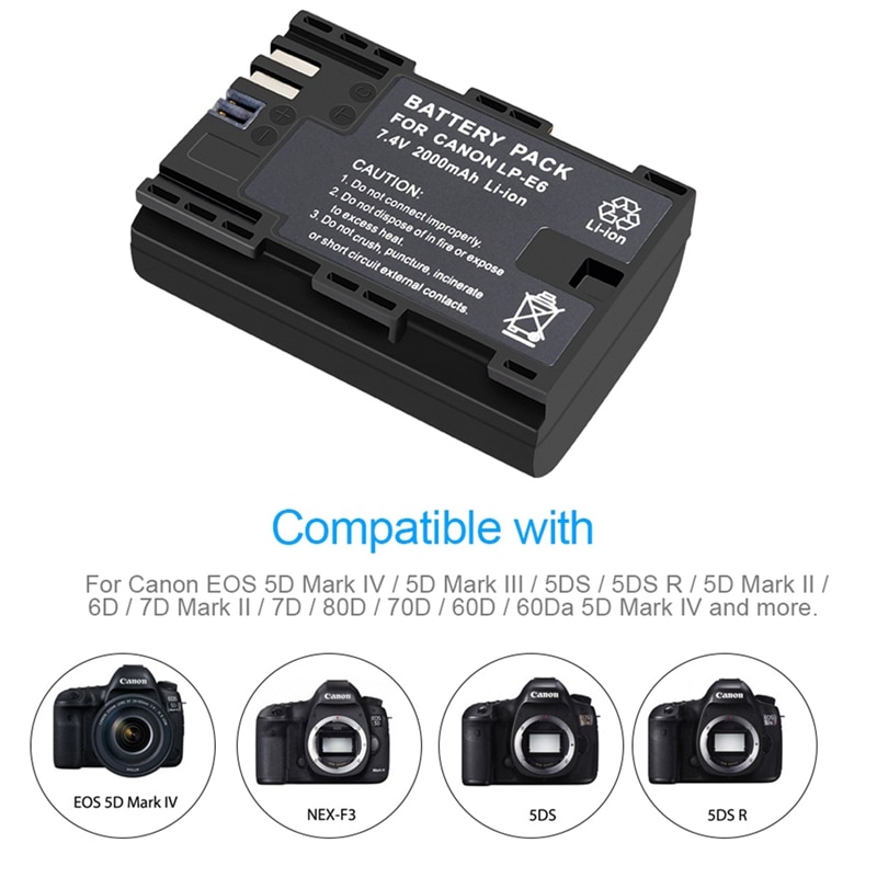 Lp-E6 Battery Charger Lcd Dual Charger For Canon Eos 5Ds R 5D Mark Ii 5D Mark Iii 6D 7D 80D Eos 5Ds R Camera