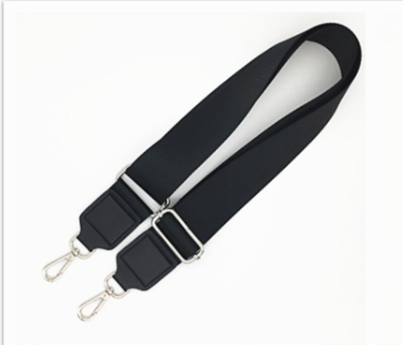 Wide 5.0cm women bag strap accessories diagonal across versatile bag strap shoulder cross-body solid color backpack band strap: black-silver metal