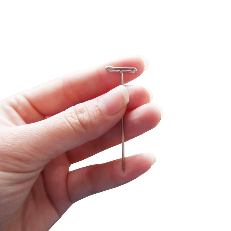 50PCS 27/32/38/45/51/53mm Long Silver T Shape Needles Pin for Wigs on Mannequin Head Hair Weaving Tools Salon Styling Tools