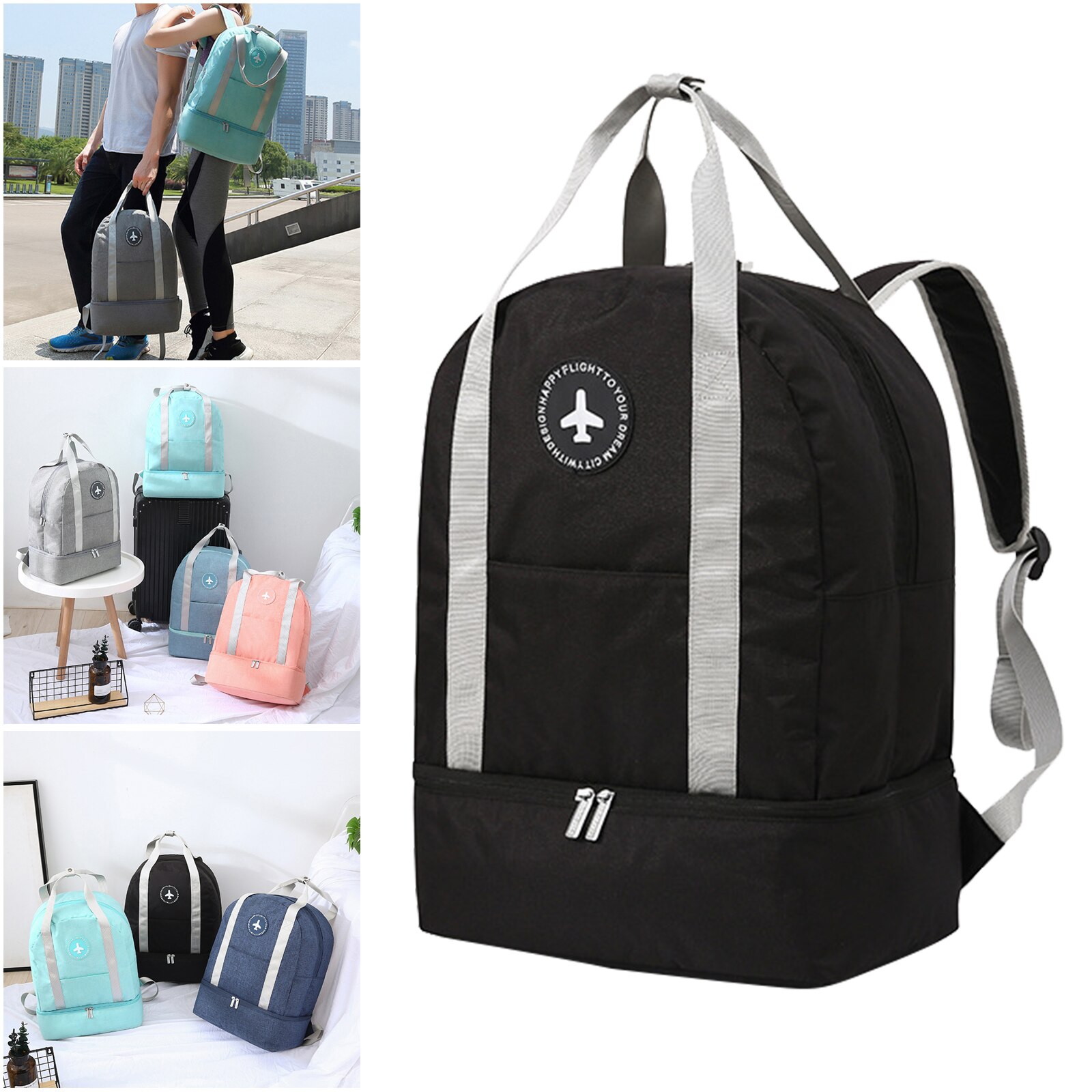 Travel Backpack, Waterproof Work Bag Lightweight Laptop Bag, Business Water Resistant Travel Rucksack with Shoes Compartment: Black