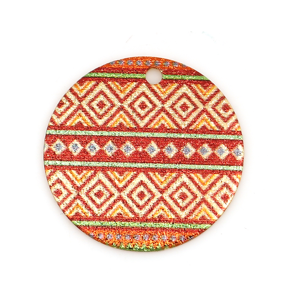 DoreenBeads Women Zinc Based Alloy Enamel Painting Charms Round Gold Color Multicolor Geometric 20mm( 6/8&quot;) Dia, 10 PCs: 14