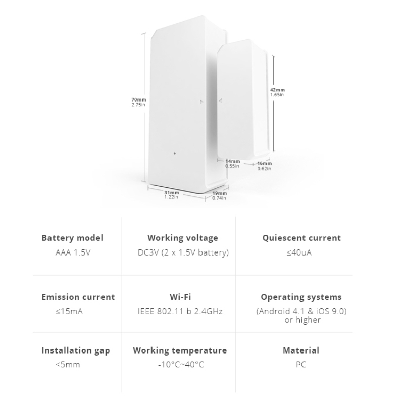 Sonoff  dw2 wlan-tür- und fenstersensor mit öffnungs-/schließerkennung, smart-home-sicherheitssystem, steuerbar per ewelink-app und alexa
