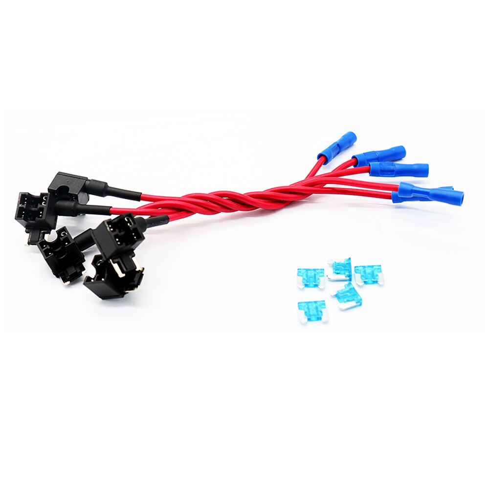10Pcs 12V 5Pcs 15A Fuses Car Add-a-circuit Low Profile Mini Fuse Tap Adapter Blade Fuse Practical 16AWG Wire Holder