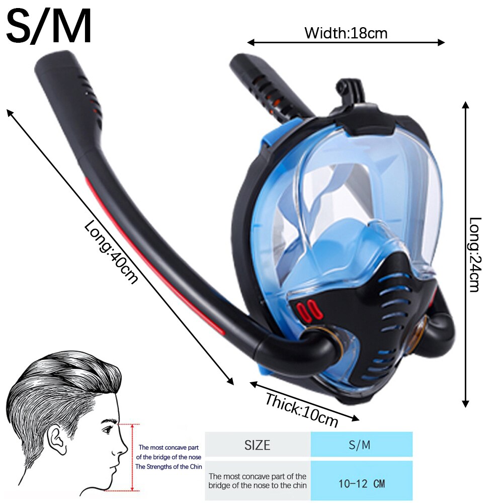 Full Face Snorkeling Scuba Masks Diving Masks Underwater Anti-fog Anti-Leak Safe and Waterproof Swimming Adult Children: Blue / L/XL