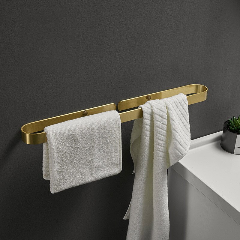 Aluminium badeværelse håndklædeholder vægmonteret bøjle børstet guld håndklædeholder opbevaringsholder hylde moderne badeværelse tilbehør