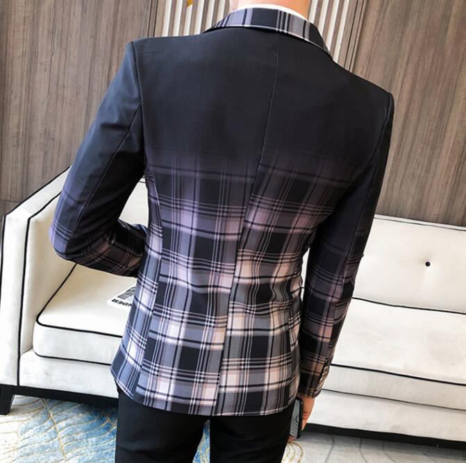 Veste à carreaux pour hommes, veste Slim à la et à un bouton, tenue asiatique pour hommes, modèle décontracté
