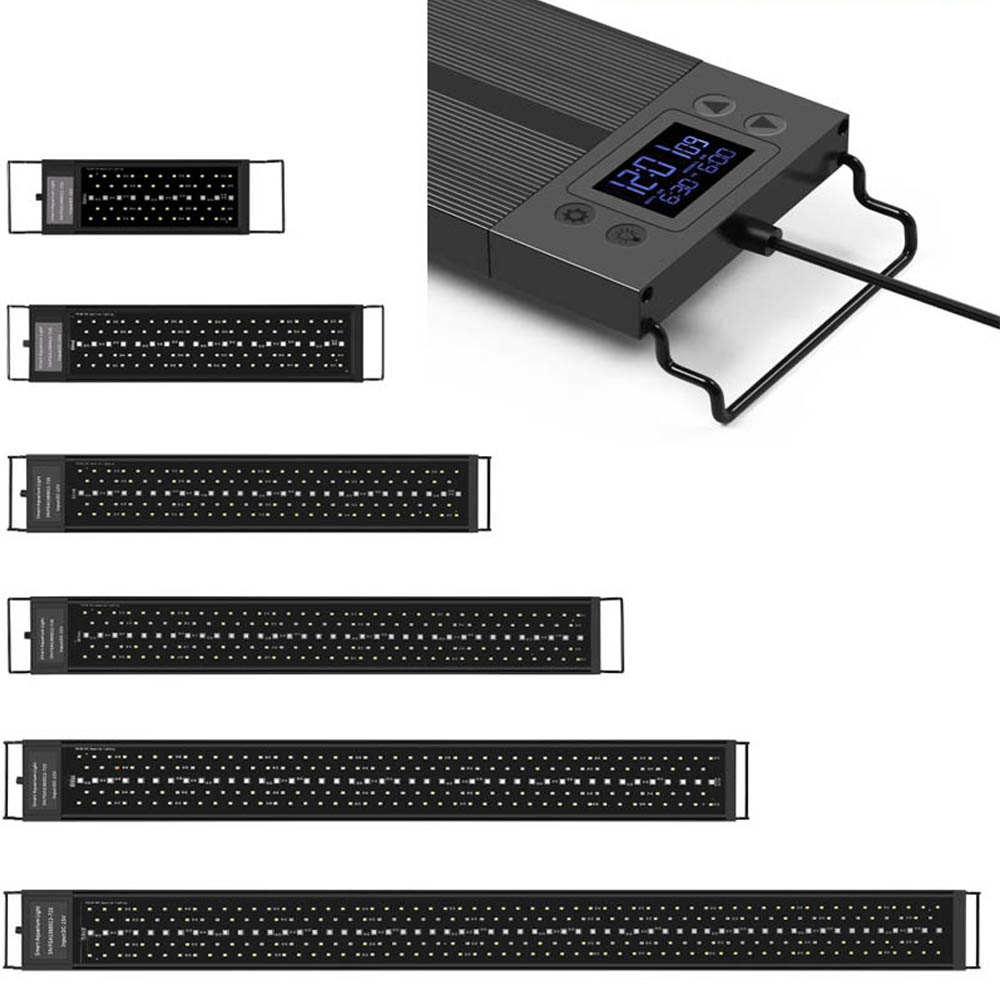 Luz LED inteligente para acuario, lámpara de encendido y apagado automático, temporizador regulable, amanecer y atardecer, impermeable, para 12-24 pulgadas, de fábrica