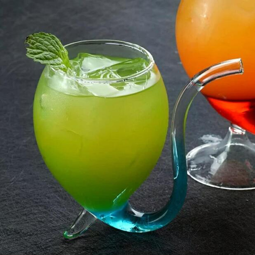 Beger glass krus med sugerør til kald drikke hjemmebruk og fest natt bar drikke vin glass juice glass ekorn kopp