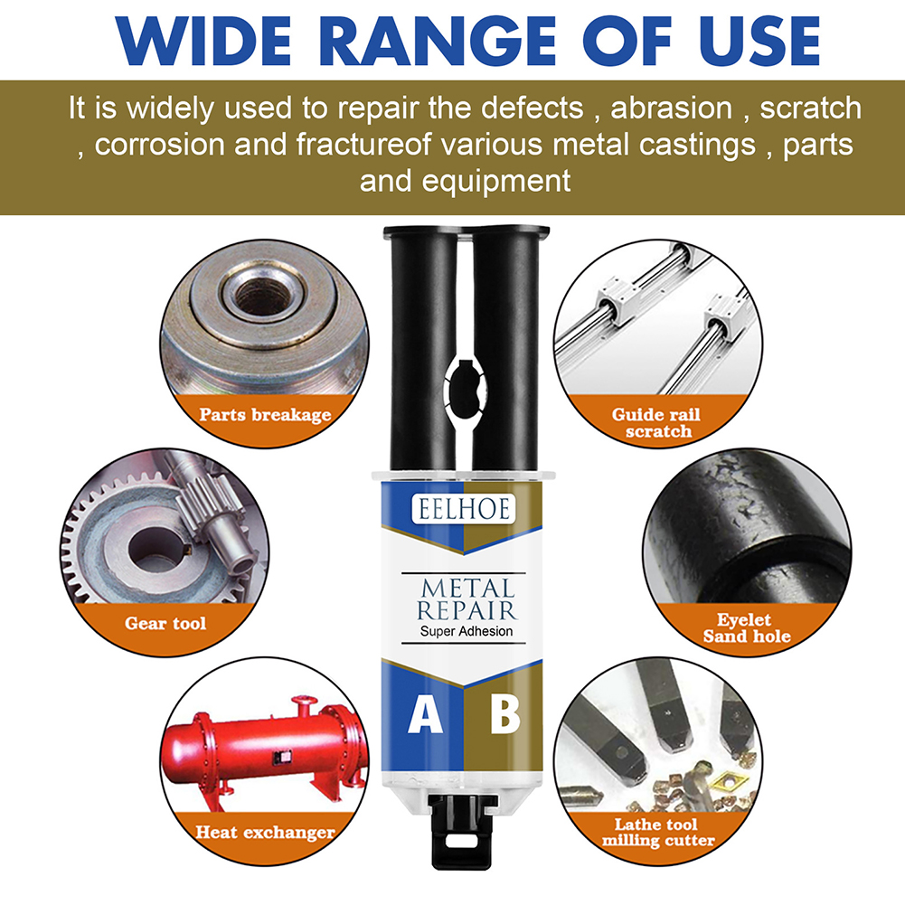 Quick Drying Welding Casting Glue Waterproof Solder Paste Steel Cast Iron Metal Crackle Repair Agent Industrial Adhesive 50mlA+B