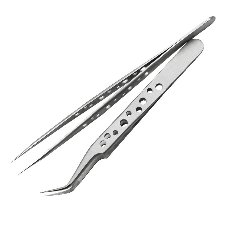 1PC Electronics Industrial Tweezers Anti-static Curved Straight Tip Precision Stainless Steel Forceps Repair Hand Tools Sets