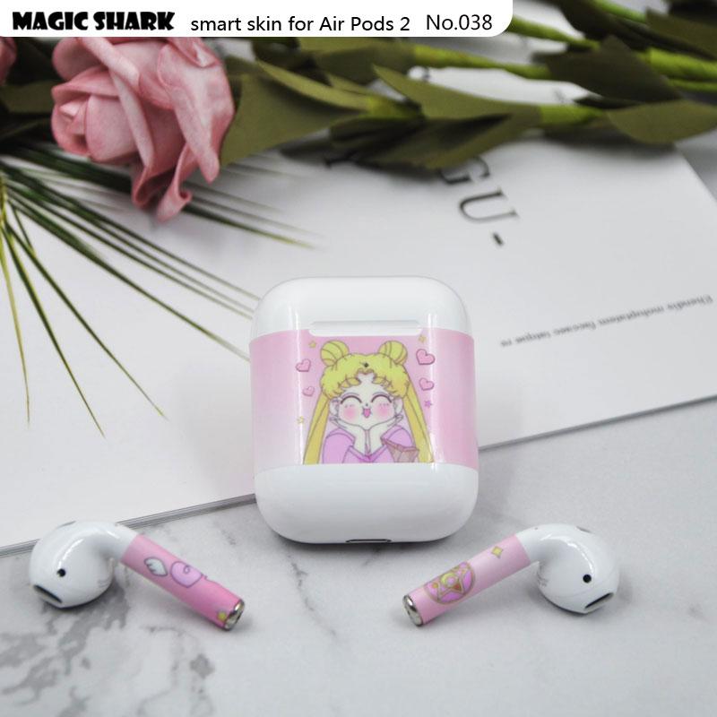 Magic Shark Clear Cute Simpsons Flower Crayon Shinchan Leaf Ultra Thin Sticker Film for Apple Airpods II 2 Earphone 028-050: 038