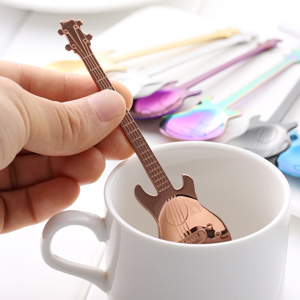Regenboog Gitaar Vorm Koffie Mengen Lepel Koud Drankje Thee Gereedschap Keuken Gadget Lepel Handvat Roestvrijstalen Keuken Accessoires