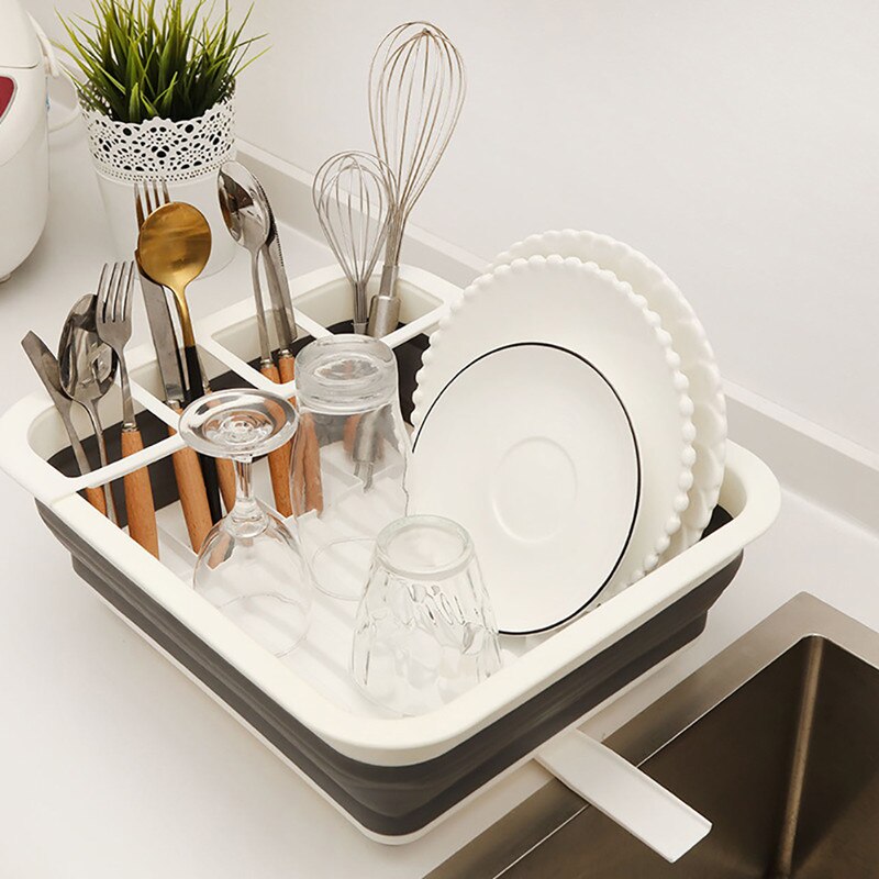Foldable Dish Rack Kitchen Storage Holder Drainer Bowl Tableware Plate Collapsible Drying Rack Home Shelf Dinnerware Organizer