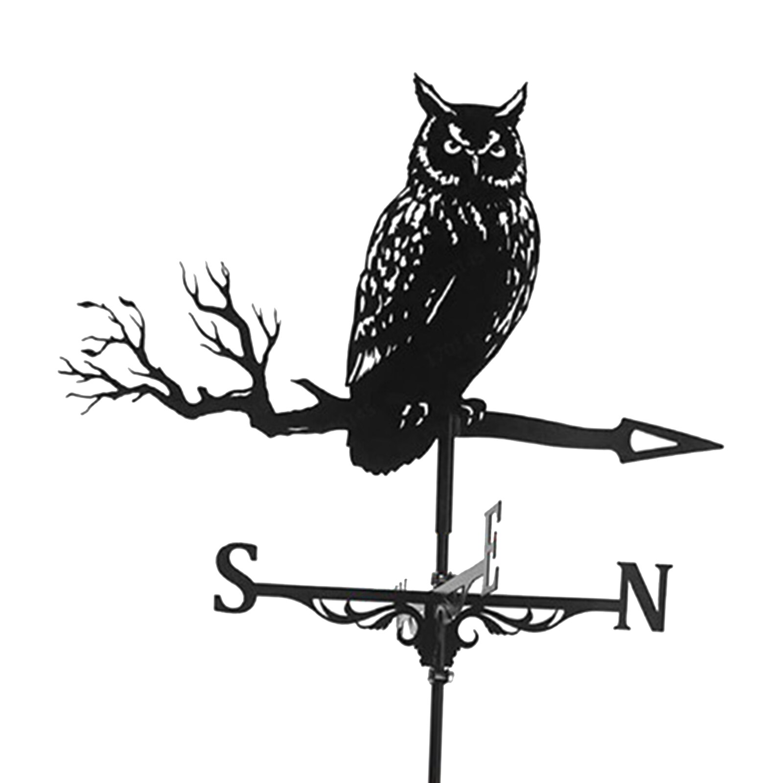 Iron Zwarte Uil Vorm Windwijzer Windwijzer Outdoor Scene Decor Ornament