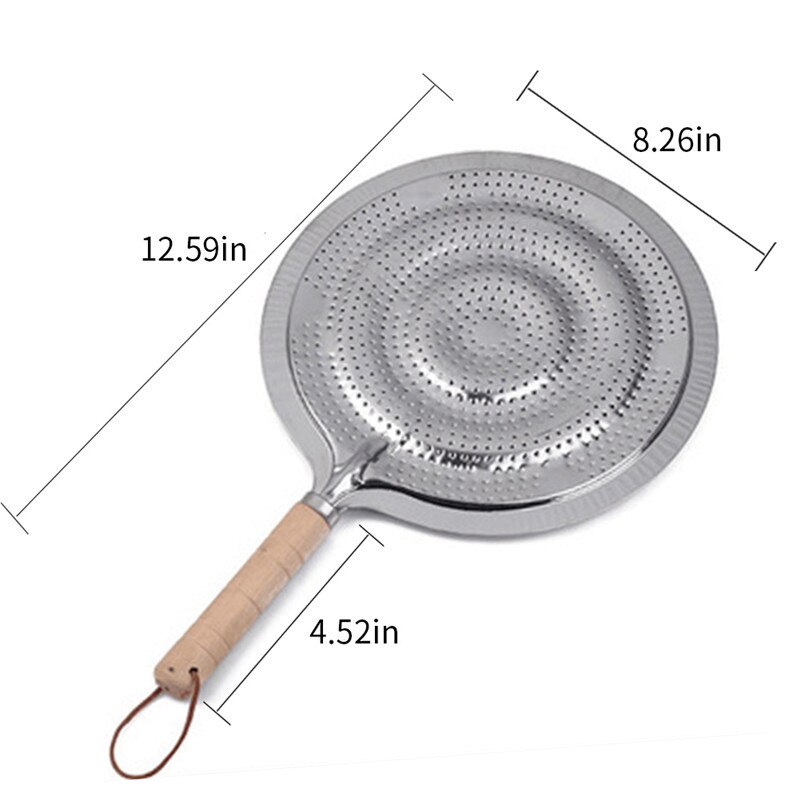 Fuente de alimentación para el hogar, anillo para cocinar utensilios de cocina, sartén, de 21cm difusor de calor para Gas/eléctrico/cocina de inducción, mango de madera de Metal: Default Title