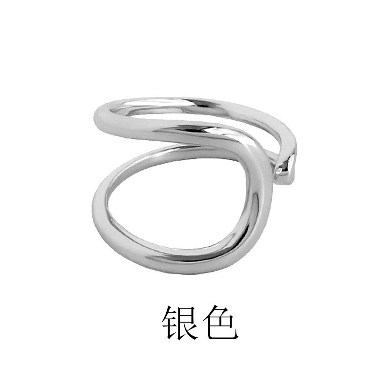 HUANZHI 2020 nowy modny kropla wody metal podwójna warstwa krzywa drążą nieregularne krzywa pierścień dla kobiet impreza modna biżuteria prezent: 2