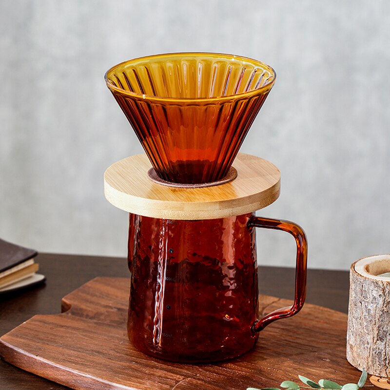 Konco Coffee Filter Glass Coffee Dripper Reusable Filters V60 Glass Coffee Filter Coffee Tools