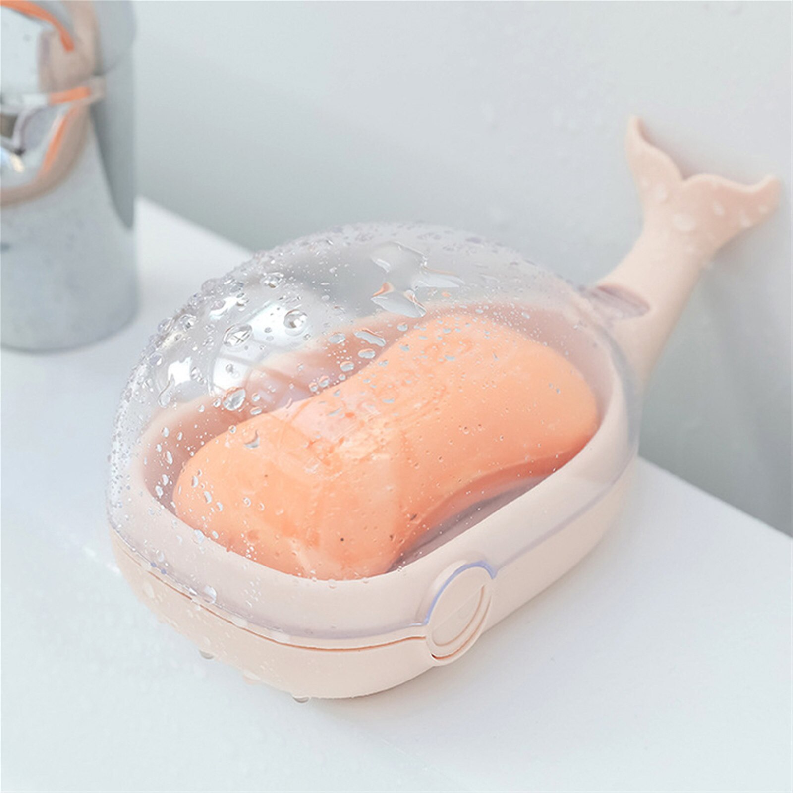 Fish Shaped Soap Dish With Lids Soap Holder Drain Rack For Bathing Shower Plastic Soap Storage Box Bathroom Accessories