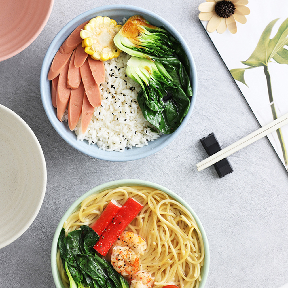 Wheat Straw Anti-Fall Bowl Dinner Bowl Bamboo Fiber Divided Dining Bowl Cartoon Snack Tray Breakfast Dishes Kitchen Tableware