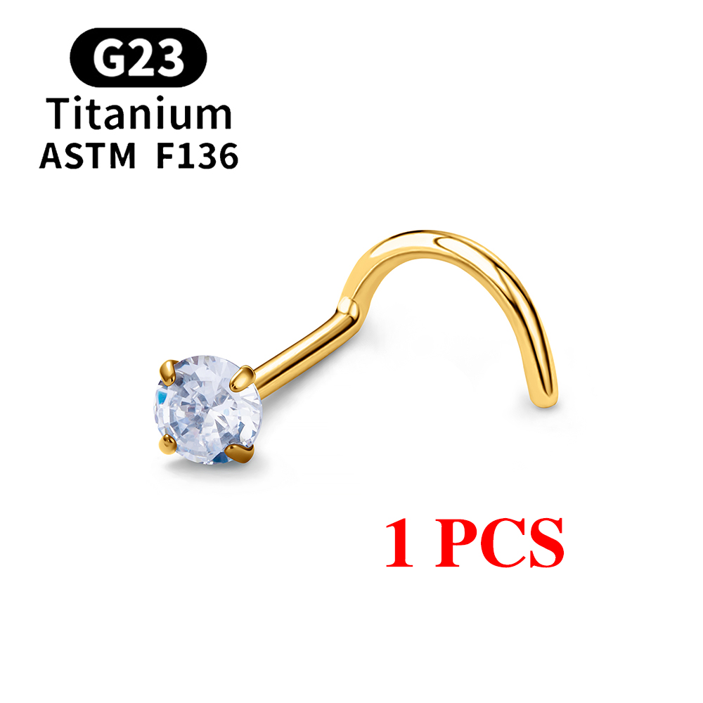 1/10 Uds ASTM F136 G23 Piercing de titanio para la nariz 20G tachuelas para la nariz en forma de L con circonita 2-3mm anillos para la nariz joyería para Piercing de la nariz