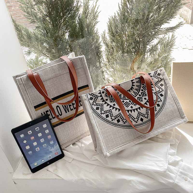 Leinwand Tote Tasche frauen Schulter Tasche Nationalen Stil Baumwolle Und Hanf Frauen Einkaufen Schulter Geldbörse Neue Handtasche