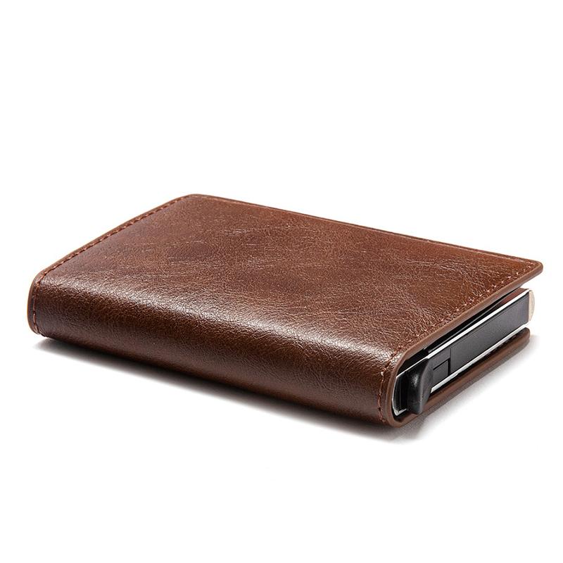 Bycobecy Rfid CreditCard Cardholder Blocking Men id Credit Card Holder Wallet Leather Metal Aluminum Business Bank Card Case