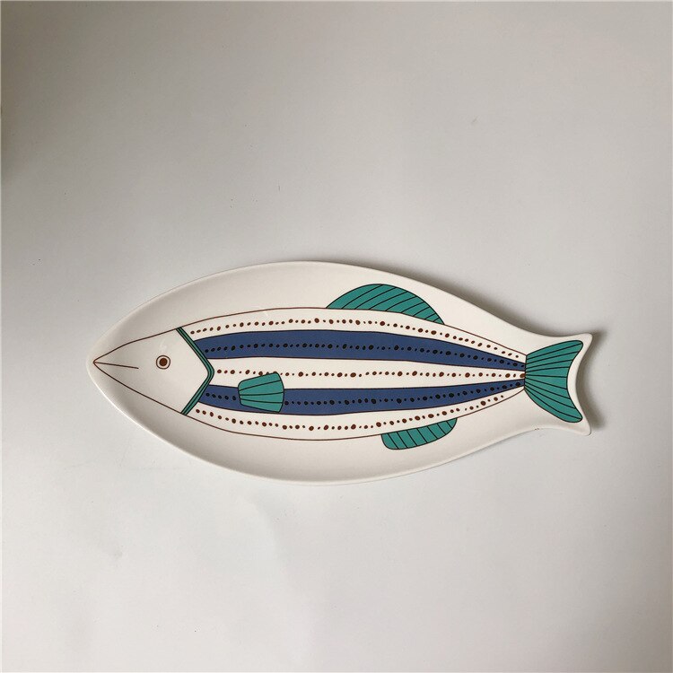 LadyCC Lovely Fish Plate Japanese Style Personality Home Northern European Wind Fish Plate Dish Dish with Fish Plate