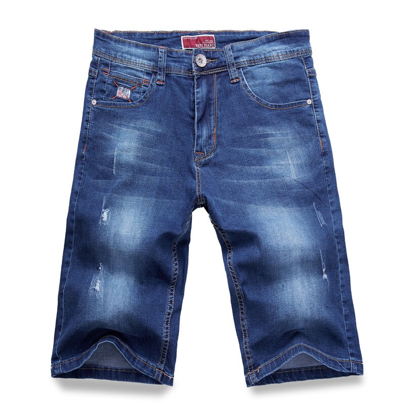 Mænd korte jeans denim bomuld mærke sommer almindelig afslappet knælang korte bermuda jeans mandlige plus size ridebukser